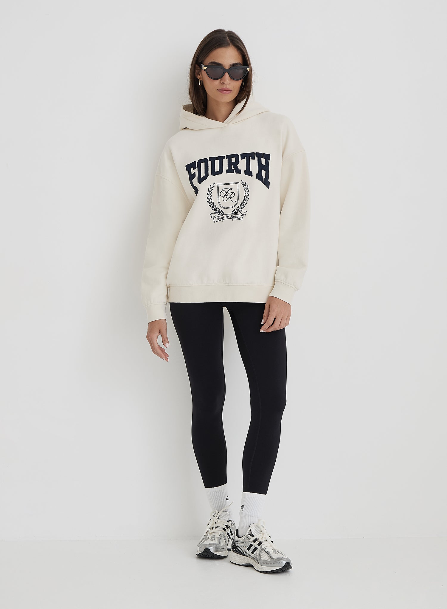 Cream Fourth Varsity Emblem Oversized Hoodie
